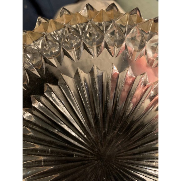 Vintage Diamond Point Crystal Bowl with Silver Plated Rim Celtic Made in England - Picture 8 of 13